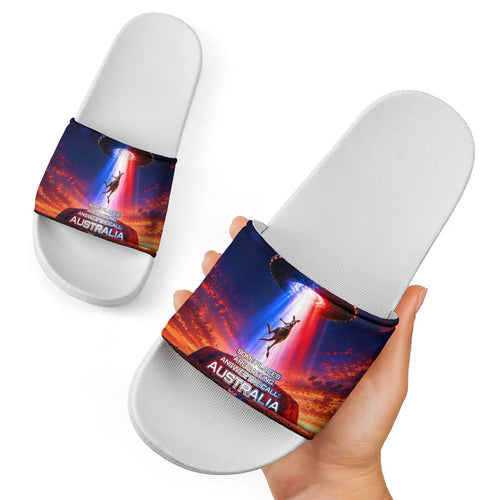 Australia Koala And Kangaroo UFO Slide Sandals Sci-Fi Galaxy Opera House And Uluru