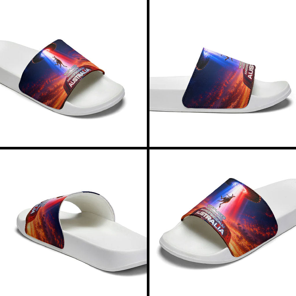 Australia Koala And Kangaroo UFO Slide Sandals Sci-Fi Galaxy Opera House And Uluru