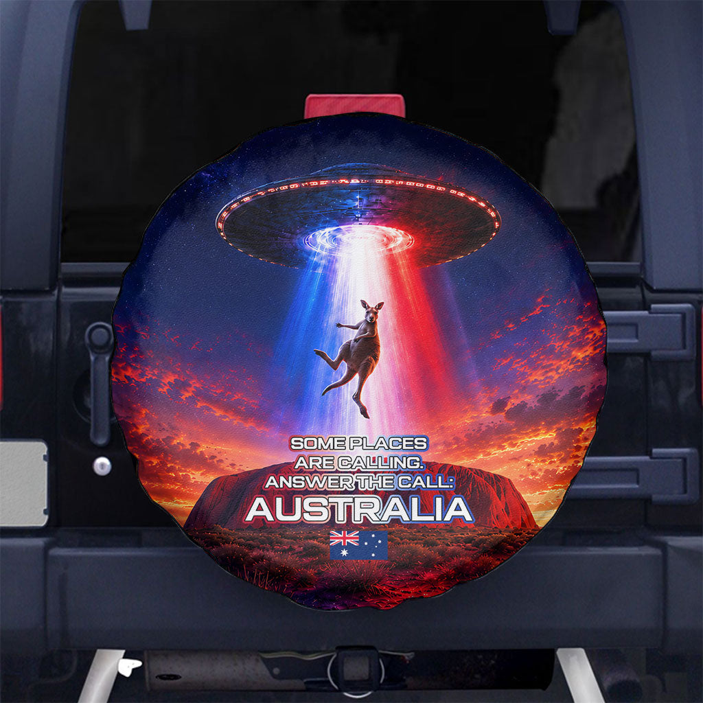 Australia Koala And Kangaroo UFO Spare Tire Cover Sci-Fi Galaxy Opera House And Uluru