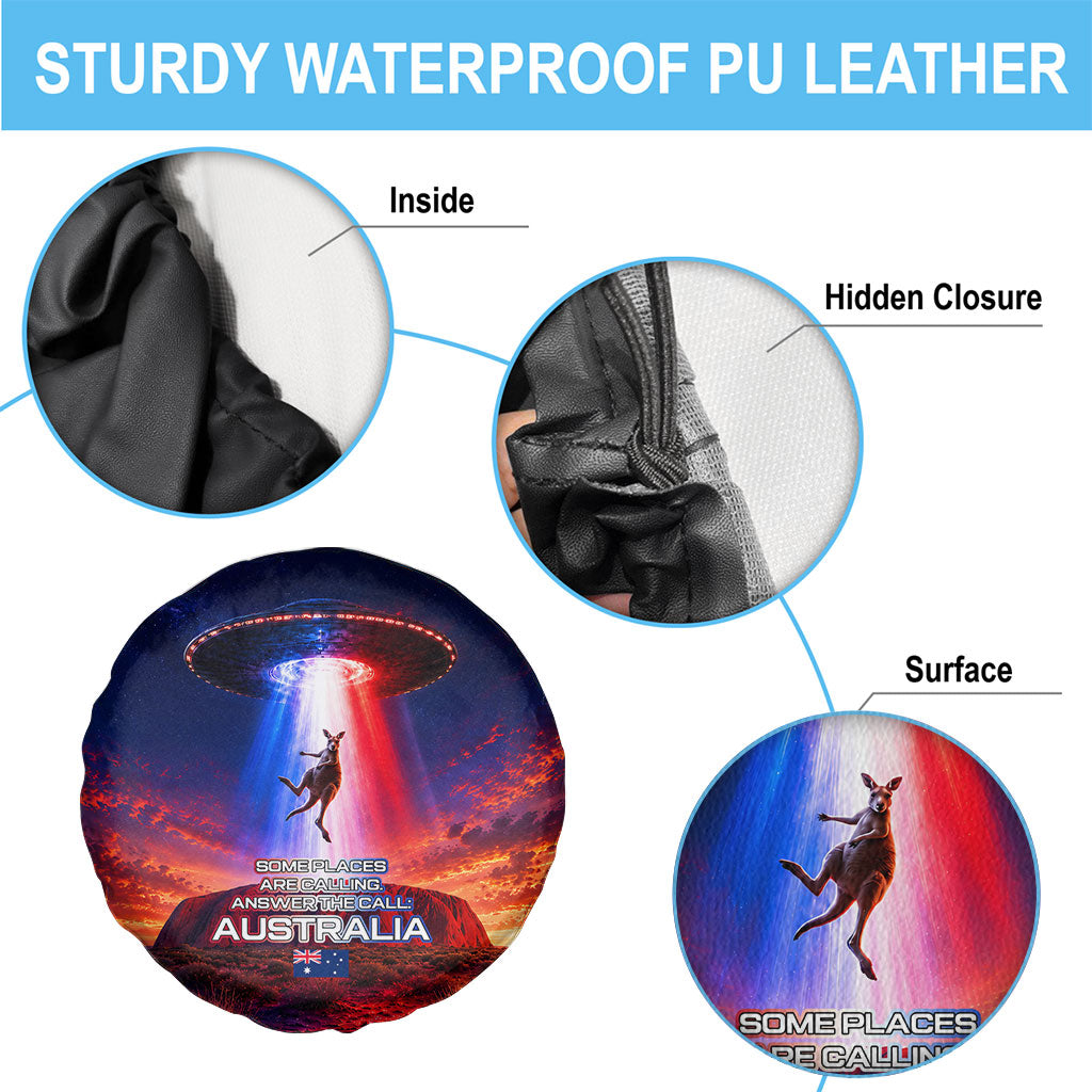 Australia Koala And Kangaroo UFO Spare Tire Cover Sci-Fi Galaxy Opera House And Uluru