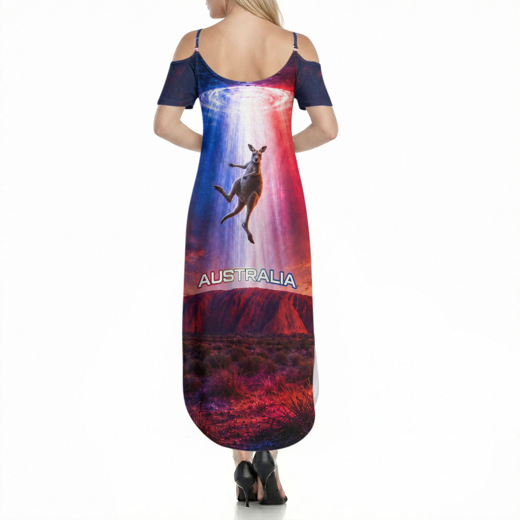 Australia Koala And Kangaroo UFO Summer Maxi Dress Sci-Fi Galaxy Opera House And Uluru
