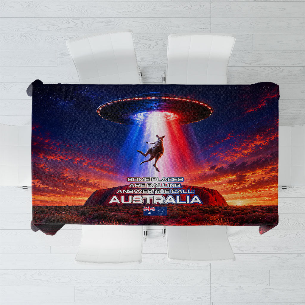 Australia Koala And Kangaroo UFO Tablecloth Sci-Fi Galaxy Opera House And Uluru