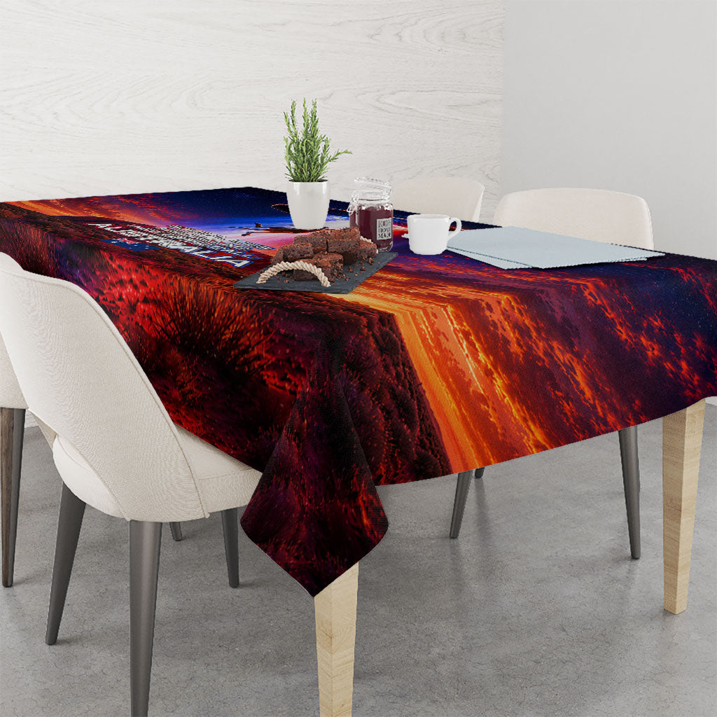 Australia Koala And Kangaroo UFO Tablecloth Sci-Fi Galaxy Opera House And Uluru