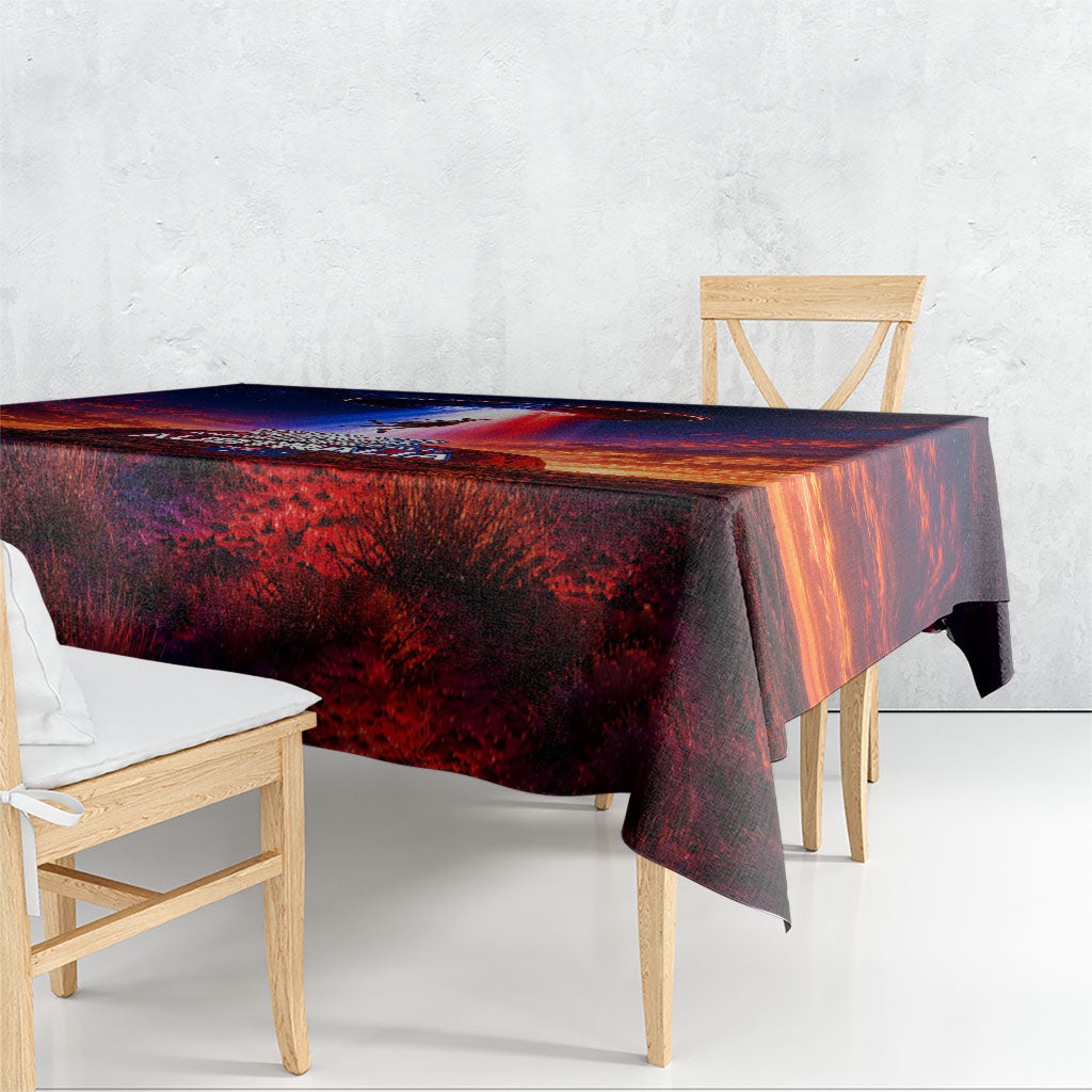 Australia Koala And Kangaroo UFO Tablecloth Sci-Fi Galaxy Opera House And Uluru