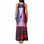 Australia Koala And Kangaroo UFO Tank Maxi Dress Sci-Fi Galaxy Opera House And Uluru