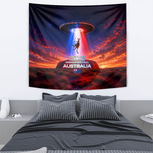 Australia Koala And Kangaroo UFO Tapestry Sci-Fi Galaxy Opera House And Uluru