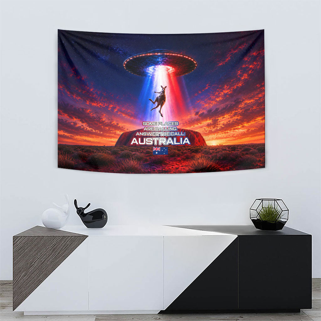 Australia Koala And Kangaroo UFO Tapestry Sci-Fi Galaxy Opera House And Uluru