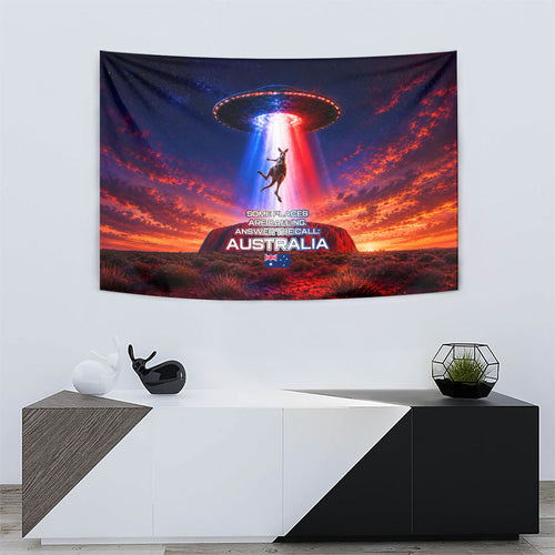 Australia Koala And Kangaroo UFO Tapestry Sci-Fi Galaxy Opera House And Uluru