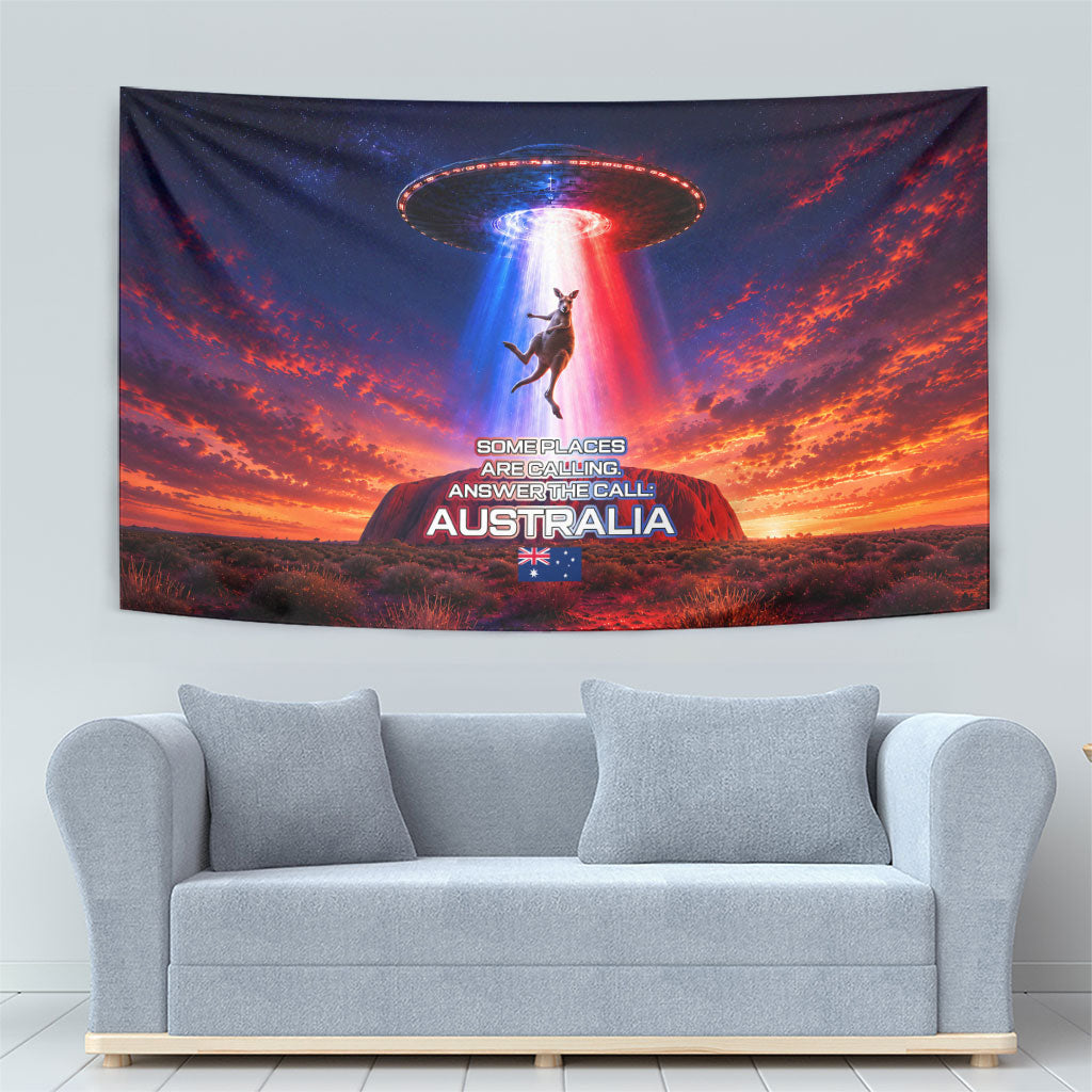 Australia Koala And Kangaroo UFO Tapestry Sci-Fi Galaxy Opera House And Uluru