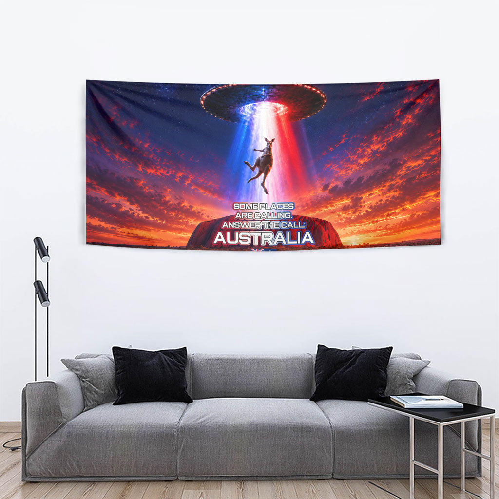 Australia Koala And Kangaroo UFO Tapestry Sci-Fi Galaxy Opera House And Uluru