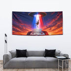 Australia Koala And Kangaroo UFO Tapestry Sci-Fi Galaxy Opera House And Uluru