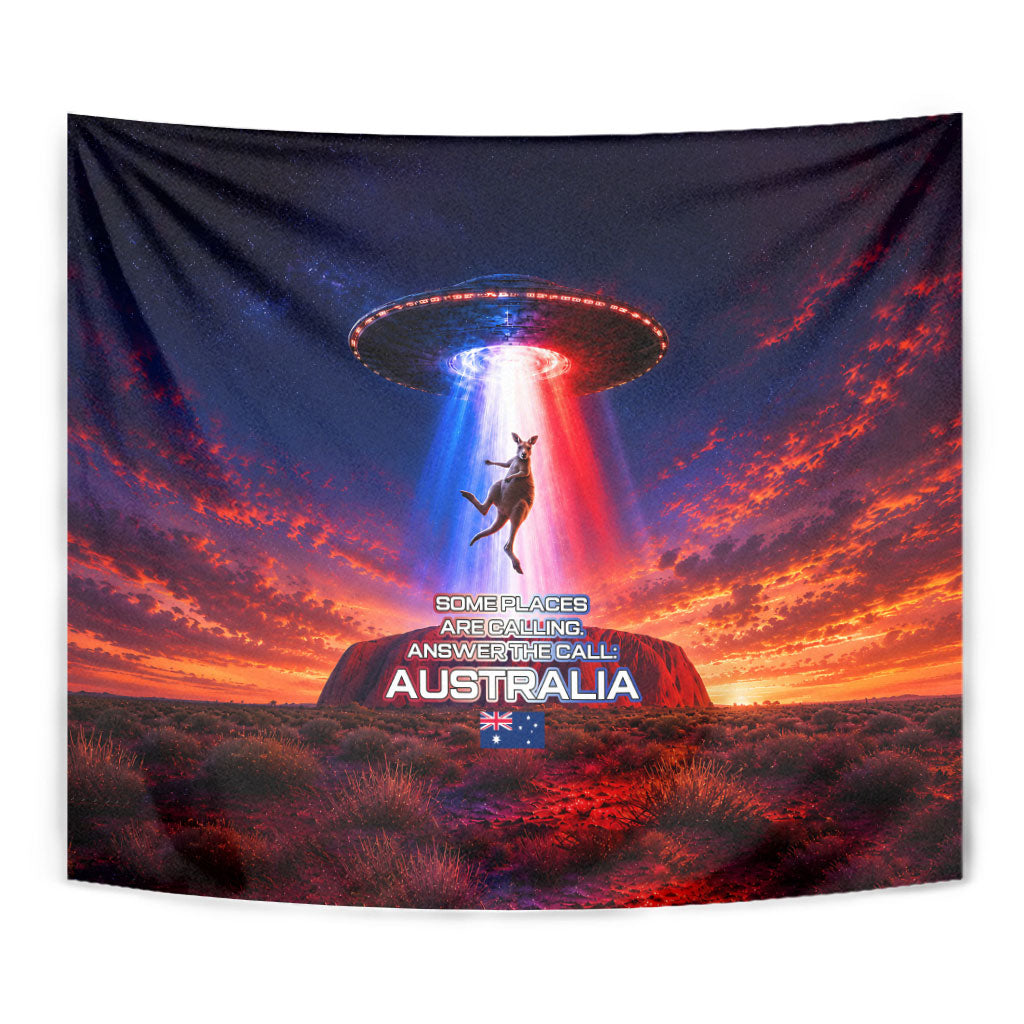 Australia Koala And Kangaroo UFO Tapestry Sci-Fi Galaxy Opera House And Uluru