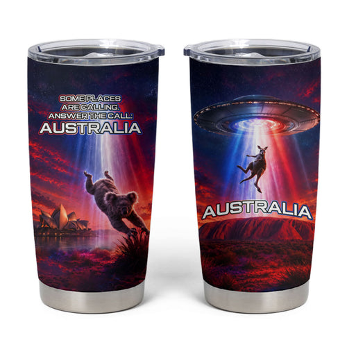 Australia Koala And Kangaroo UFO Tumbler Cup Sci-Fi Galaxy Opera House And Uluru
