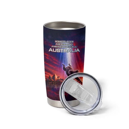 Australia Koala And Kangaroo UFO Tumbler Cup Sci-Fi Galaxy Opera House And Uluru