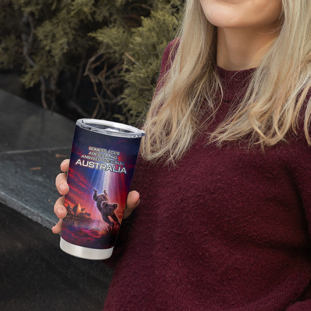 Australia Koala And Kangaroo UFO Tumbler Cup Sci-Fi Galaxy Opera House And Uluru