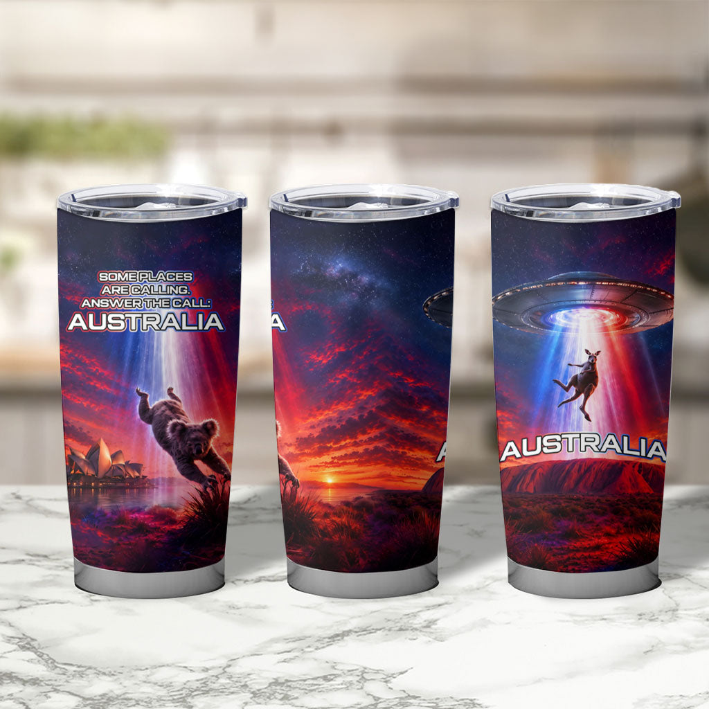 Australia Koala And Kangaroo UFO Tumbler Cup Sci-Fi Galaxy Opera House And Uluru