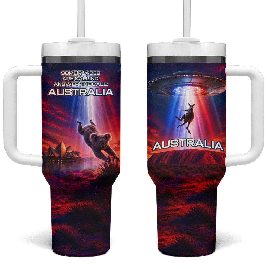 Australia Koala And Kangaroo UFO Tumbler With Handle Sci-Fi Galaxy Opera House And Uluru