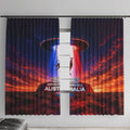 Australia Koala And Kangaroo UFO Window Curtain Sci-Fi Galaxy Opera House And Uluru