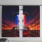 Australia Koala And Kangaroo UFO Window Curtain Sci-Fi Galaxy Opera House And Uluru