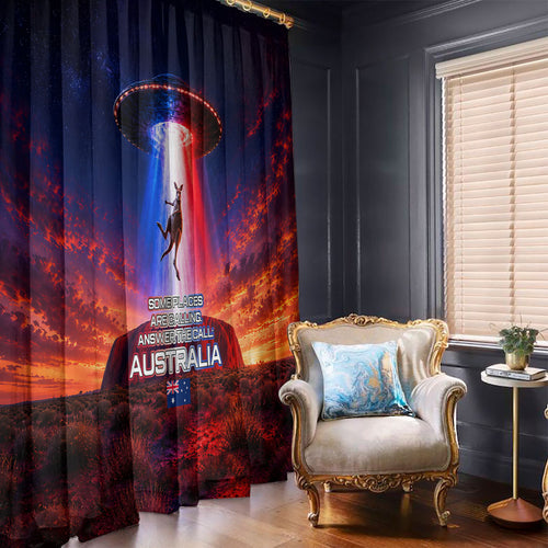 Australia Koala And Kangaroo UFO Window Curtain Sci-Fi Galaxy Opera House And Uluru