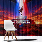 Australia Koala And Kangaroo UFO Window Curtain Sci-Fi Galaxy Opera House And Uluru