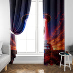 Australia Koala And Kangaroo UFO Window Curtain Sci-Fi Galaxy Opera House And Uluru
