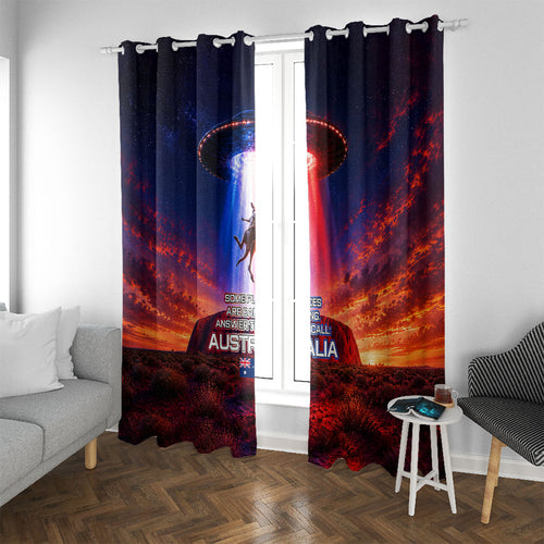 Australia Koala And Kangaroo UFO Window Curtain Sci-Fi Galaxy Opera House And Uluru