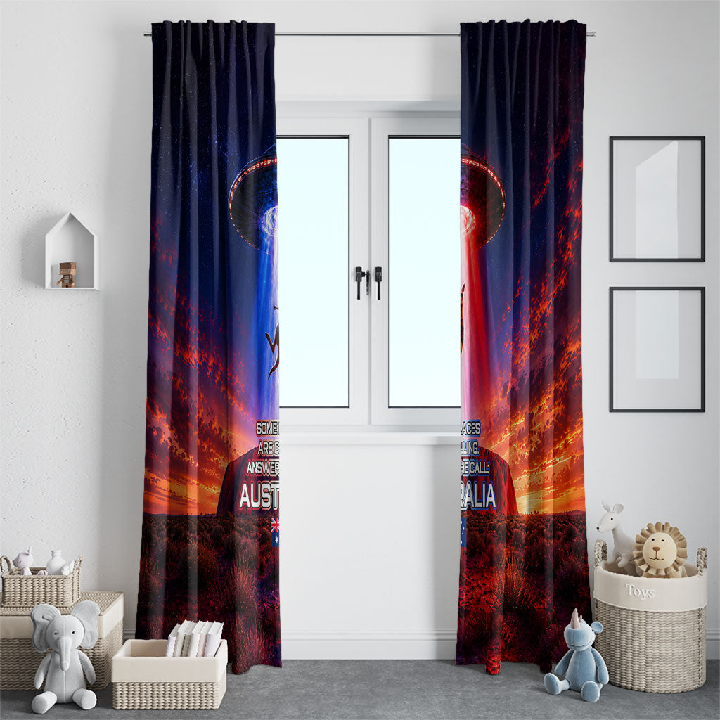 Australia Koala And Kangaroo UFO Window Curtain Sci-Fi Galaxy Opera House And Uluru