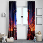 Australia Koala And Kangaroo UFO Window Curtain Sci-Fi Galaxy Opera House And Uluru