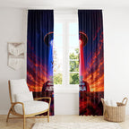 Australia Koala And Kangaroo UFO Window Curtain Sci-Fi Galaxy Opera House And Uluru