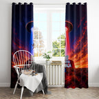 Australia Koala And Kangaroo UFO Window Curtain Sci-Fi Galaxy Opera House And Uluru