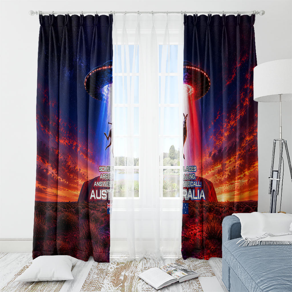 Australia Koala And Kangaroo UFO Window Curtain Sci-Fi Galaxy Opera House And Uluru