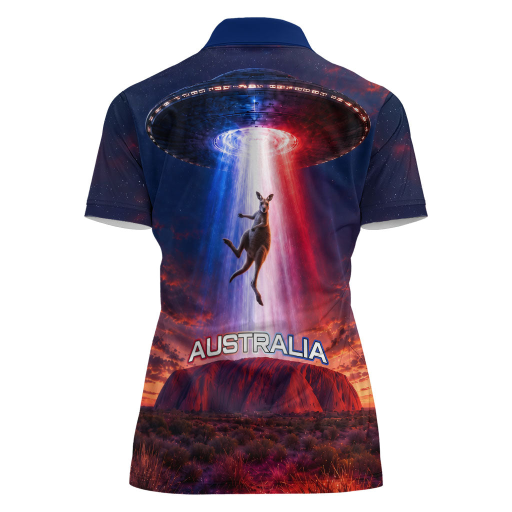 Australia Koala And Kangaroo UFO Women Polo Shirt Sci-Fi Galaxy Opera House And Uluru
