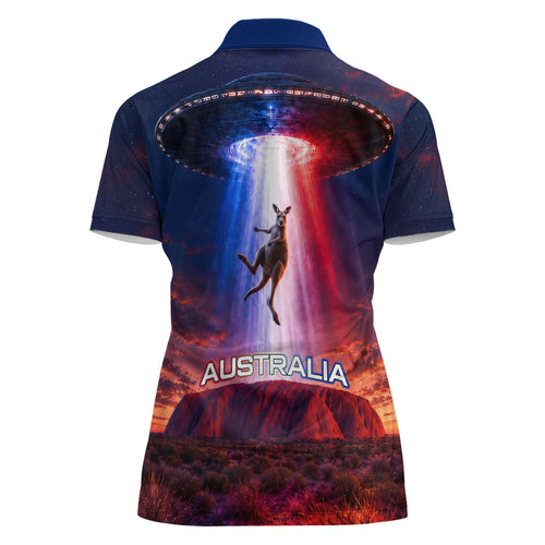 Australia Koala And Kangaroo UFO Women Polo Shirt Sci-Fi Galaxy Opera House And Uluru