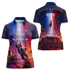 Australia Koala And Kangaroo UFO Women Polo Shirt Sci-Fi Galaxy Opera House And Uluru