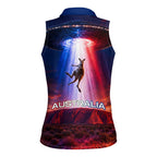 Australia Koala And Kangaroo UFO Women Sleeveless Polo Shirt Sci-Fi Galaxy Opera House And Uluru