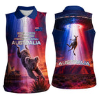 Australia Koala And Kangaroo UFO Women Sleeveless Polo Shirt Sci-Fi Galaxy Opera House And Uluru