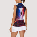 Australia Koala And Kangaroo UFO Women Sleeveless Polo Shirt Sci-Fi Galaxy Opera House And Uluru