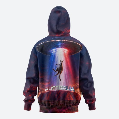 Australia Koala And Kangaroo UFO Zip Hoodie Sci-Fi Galaxy Opera House And Uluru