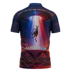 Australia Koala And Kangaroo UFO Zipper Polo Shirt Sci-Fi Galaxy Opera House And Uluru