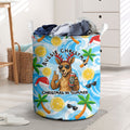 Aussie Christmas In Summer Laundry Basket Surfing Santa And Kangaroo - Tropical Cartoon Beach