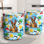 Aussie Christmas In Summer Laundry Basket Surfing Santa And Kangaroo - Tropical Cartoon Beach