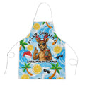 Aussie Christmas In Summer Apron Surfing Santa And Kangaroo - Tropical Cartoon Beach