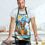 Aussie Christmas In Summer Apron Surfing Santa And Kangaroo - Tropical Cartoon Beach