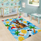 Aussie Christmas In Summer Area Rug Surfing Santa And Kangaroo - Tropical Cartoon Beach