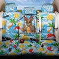 Aussie Christmas In Summer Back Car Seat Cover Surfing Santa And Kangaroo - Tropical Cartoon Beach