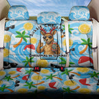 Aussie Christmas In Summer Back Car Seat Cover Surfing Santa And Kangaroo - Tropical Cartoon Beach