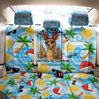 Aussie Christmas In Summer Back Car Seat Cover Surfing Santa And Kangaroo - Tropical Cartoon Beach
