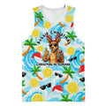 Aussie Christmas In Summer Basketball Jersey Surfing Santa And Kangaroo - Tropical Cartoon Beach