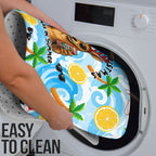 Aussie Christmas In Summer Bathroom Set Surfing Santa And Kangaroo - Tropical Cartoon Beach
